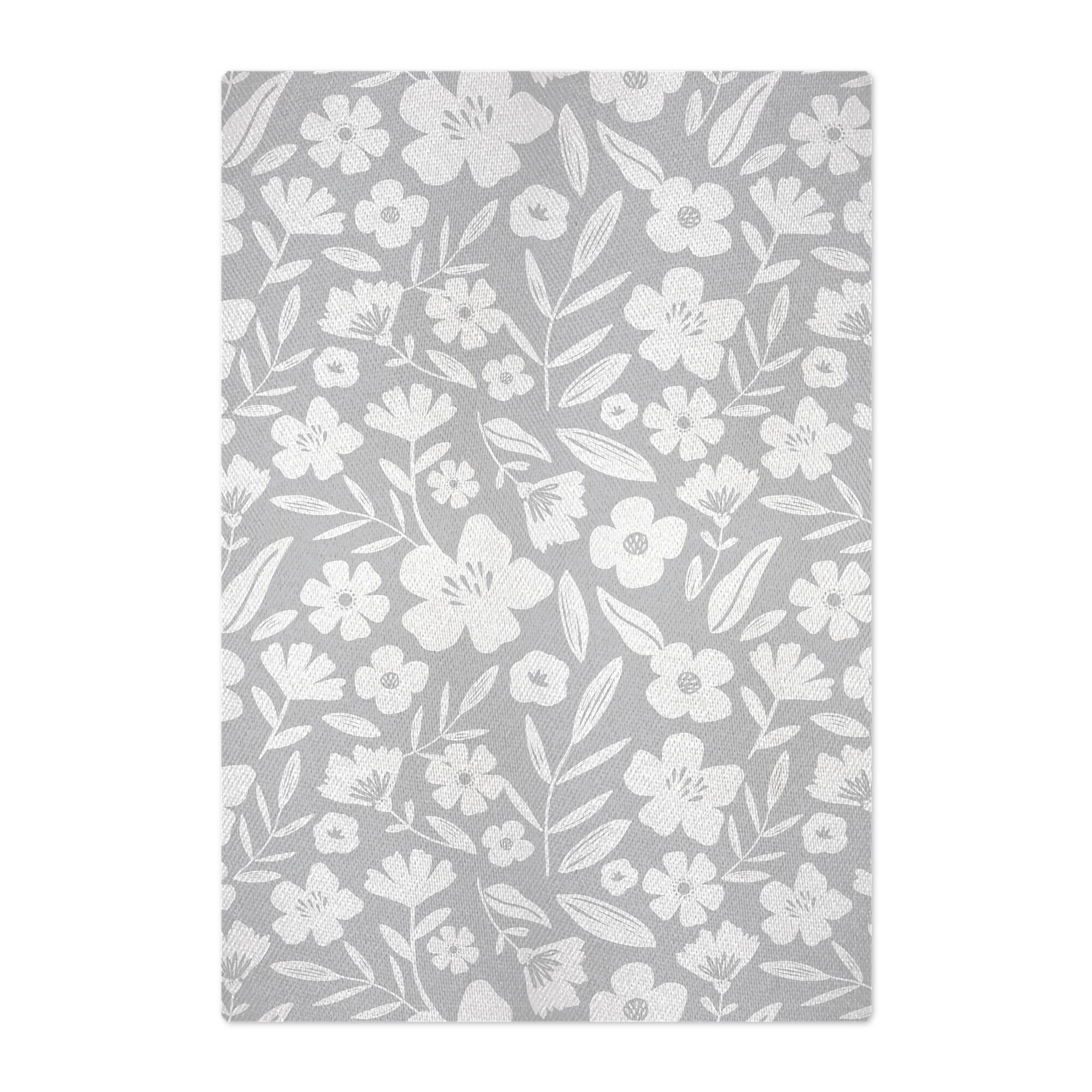 MUkitchen Gray Floral Jacquard Kitchen Towel